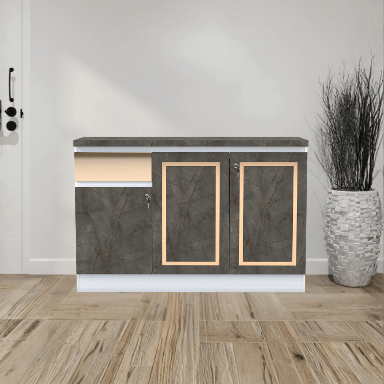 ตู้เตี้ย WISDOM DESIGN FURNITURE รุ่น GCS-121 120 ซม. สีขาว/บราวน์มาร์เบิ้ล